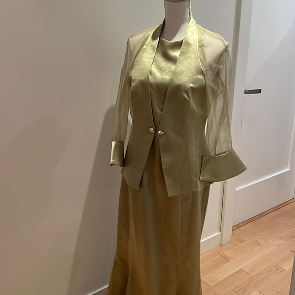 Dresses & Skirts - Evening Dress with Jacket Sheen Mint Color with Rhinestones Buttons Size 12